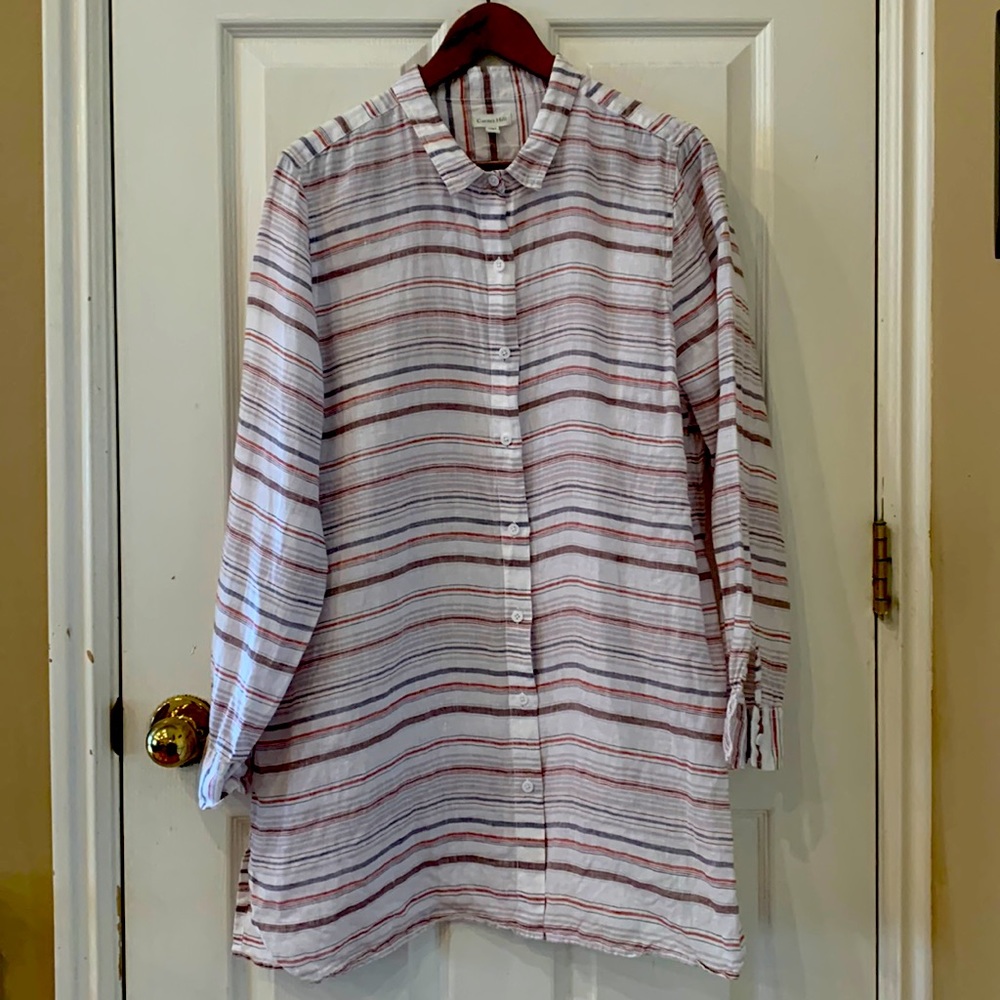 Garnet Hill linen tunic button down size L